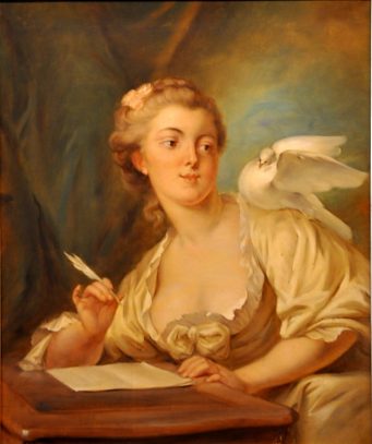 «Jeune femme écrivant», copie d'après Fragonard