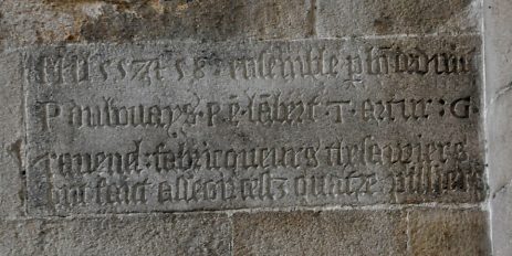 Inscription qui relate la construction des quatre piliers aprs l'effondrement de la croise