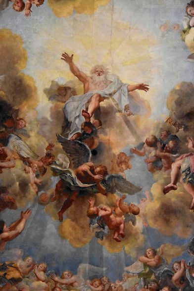 Dieu le Pre dans sa gloire par Antoine Coypel, huile sur enduit  (1708-1710), dtail