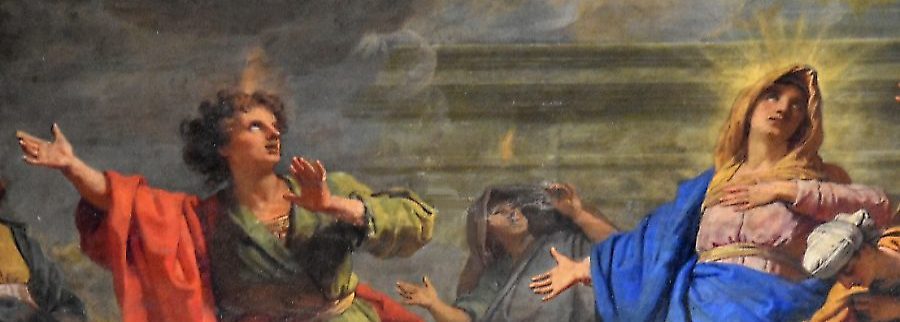 La Pentecôte par Jean Jouvenet, dtail : saint Jean et la Vierge