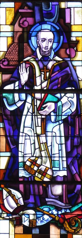 Vitrail de saint François de Sales dans le chœur, détail