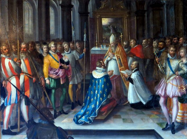 Attribué à Nicolas Bollery : «L'Abjuration d'Henri IV en la basilique de Saint-Denis, le 25 juillet 1593», Huile sur toile