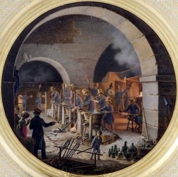 Assiette du service des Arts industriels : «Verrerie Bouteilles de Sèvres», Manufacture de Sèvres