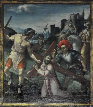 «Les Mystères douloureux» de Nicolas Belloti : le Portement de croix avec le château d'Épinal