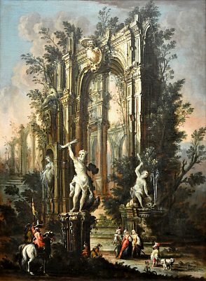 Gherardo Poli (1674 – après 1739) : «Fantaisie d'architecture en ruine avec Jupiter tonnant»