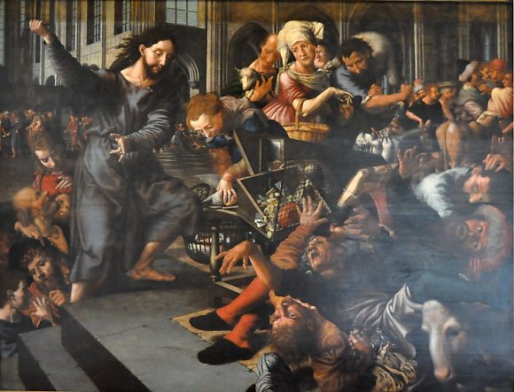 Jan Sanders Van Hemessen (vers 1500–vers 1565) : «Jésus chassant les marchands du temple»