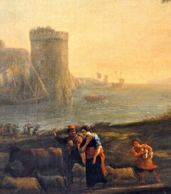 Claude Gellée (1604–1682) : «Scène de bataille près d'une forteresse», détail
