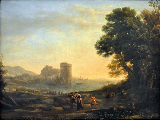 Claude Gellée (1602/1604-1682) dit le Lorrain : «Scène  de bataille près d'une forteresse»