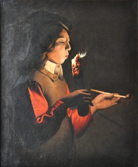«Le souffleur à la pipe» de Georges de La Tour (1593–1652), huile sur toile, XVIIe siècle