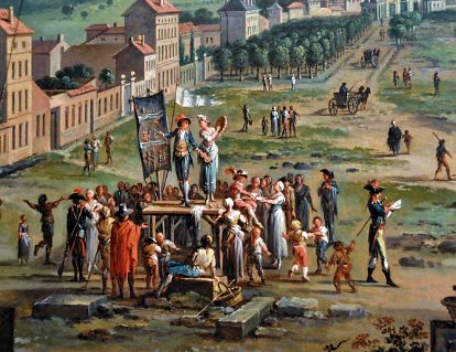 «Vue de la Place de Grève et du Cours de la liberté» de Jean–Baptiste Claudot (1733–1805), détail
