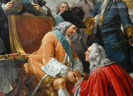 «La Galaižière créé chancelier de Lorraine et du Barrois par Stanislas» de François–André Vincent (1746–1816), détail