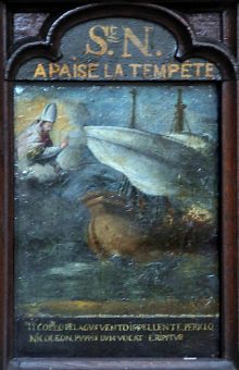 Panneau peint du XVIe siècle : Saint Nicolas apaise la tempête