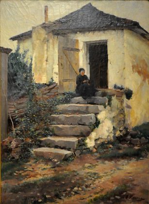 «Cabane dans les Vosges par E. Wittman (1846-?), École française