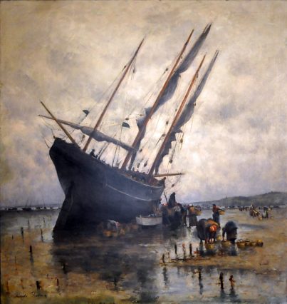 «Embarquement d'huitres à Cancale» par A. Flameng (1843–1893), École française
