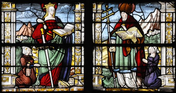 Baie n°0 : sainte Catherine d'Alexandrie (?) et saint Claude (?)