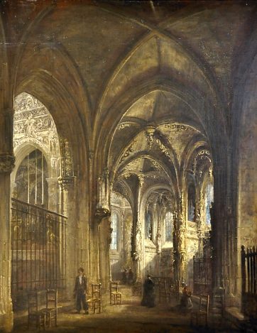 L'abside de l'église Saint–Pierre à Caen (peinture du XIXe siècle de d'Herbès)