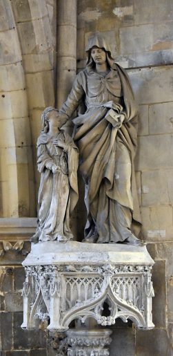 «L'Éducation de la Vierge», statue de pierre attribuée à Guillaume Brodon, XVIIe siècle
