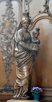 Statue en bois de la Vierge  l'Enfant