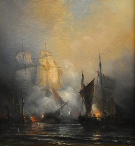 «La Poursuivante forçant le Perthuis d'Antioche en 1804», 1839