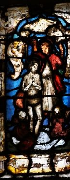 Baptême du Christ, vitrail de Claude Courageux, XXe siècle