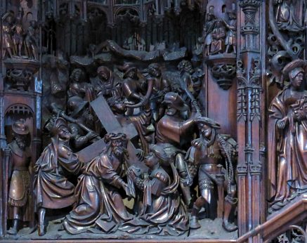 Retable flamand : Jésus est chargé de sa croix (début du XVe siècle)