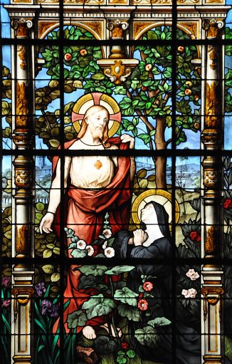 Apparition du Sacré-Cœur  Marie Marguerite Alacoque, détail.