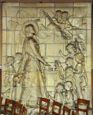 Sainte Cécile dirige un chœur d'enfants