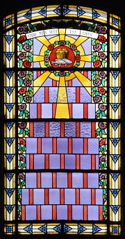 Vitrail Art déco symbolisant l'Eucharistie