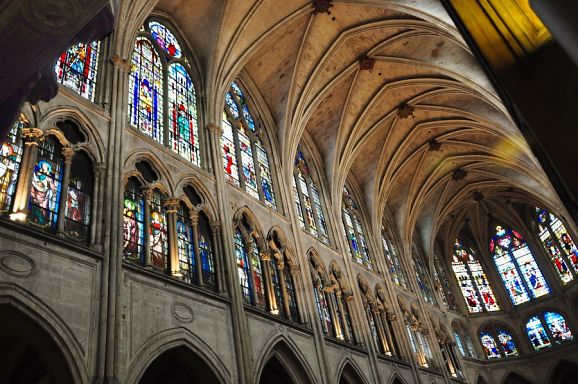 Eglise Saint-Séverin à Paris, la verrière et la voûte