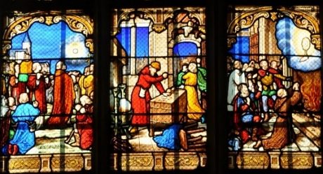 Détail du vitrail du Sacré-Cœur