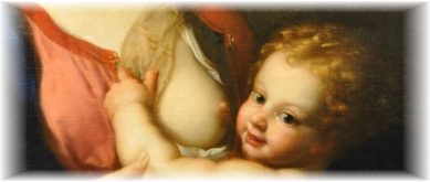 «La Vierge, l'Enfant Jésus et saint Jean–Baptiste» de Pierre Mignard (1612–1695), détail, musée des Beaux–Arts d'Angers