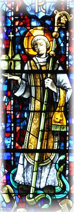 Saint Amable dans un vitrail de Michel Durand (vers 1975-1980) Saint Amable dans un vitrail de Michel Durand (vers 1975-1980)