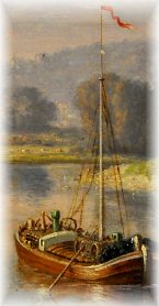 «Paysage avec gabare et pêcheurs», anonyme, XIXe siècle, détail «Paysage avec gabare et pêcheurs», anonyme, XIXe siècle, détail