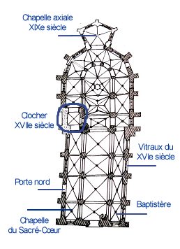 Plan de l'église Saint-Thibault à Joigny.