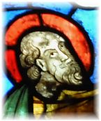 Saint Pierre dans un vitrail du XIIIe siècle