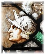 L'empereur Galère dans le vitrail Renaissance de la vie de saint Julien