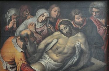 «La Mise au tombeau», peinture sur bois, XVIe siècle