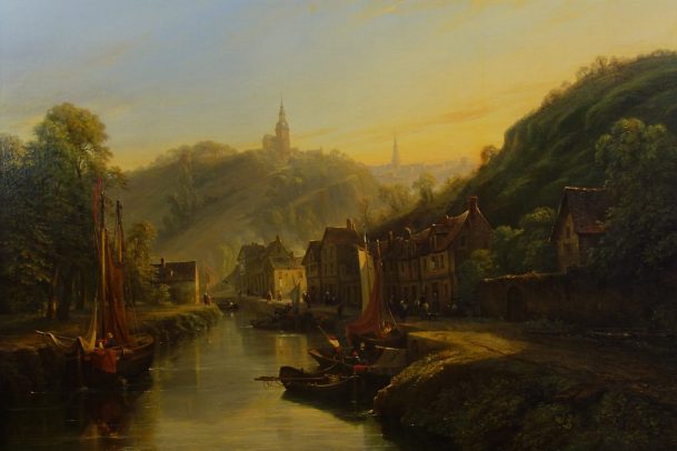 «Vue du port de Dinan» par Isidore Dagnan (1794-1873)