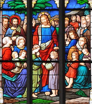 Baie 26, détail : Jésus et les petits enfants