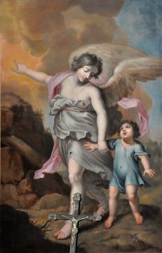«L'ange gardien» dans la chapelle du même nom (copie d'une toile de Simone Cantarini)