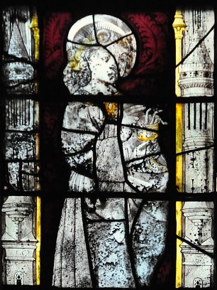 Baie 10, saint Jean l'évangéliste (vers 1470-1480), détail.