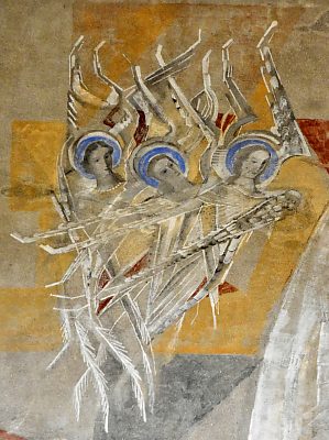 Les anges dans la fresque du Couronnement de la Vierge.