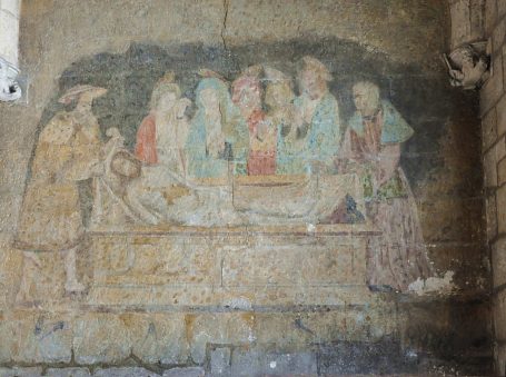 Peinture murale d'une Mise au tombeau, fin XVe ou début XVIe siècle (chapelle Cujas)