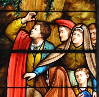 «Notre-Dame de Lourdes», détail du vitrail.