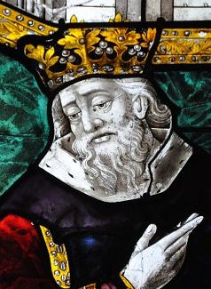 Le mage à la couronne dans le vitrail des Mages, 1467.