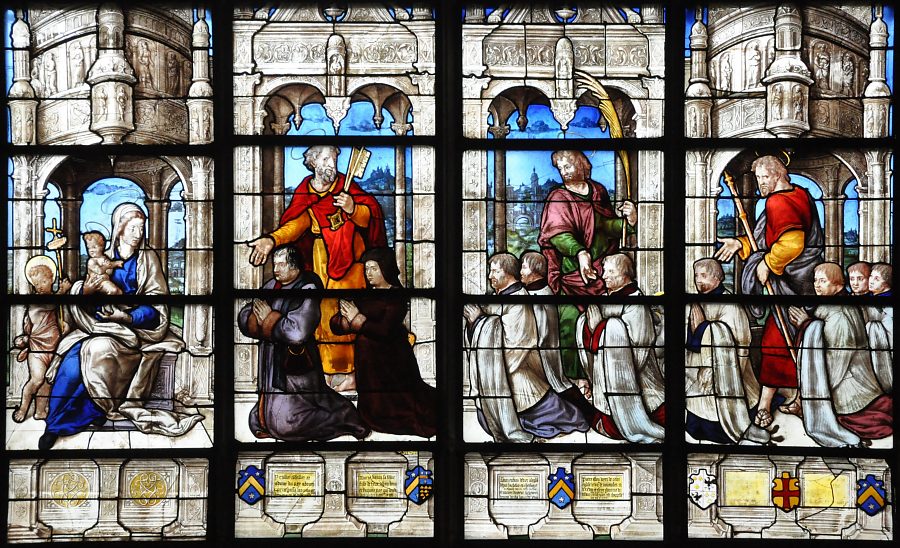 Les quatre lancettes du vitrail des Tullier (Jean Lescuyer, 1532) :