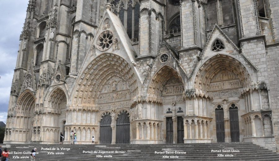 Les cinq portails de la façade occidentale constituent l'une des merveilles de la cathédrale (avec les vitraux et l'élévation de la nef).