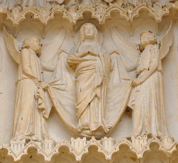 L'Assomption de la Vierge dans le tympan du portail de la Vierge