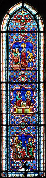 Chapelle Saint-Benoît-Joseph Labre Vitrail : Épisodes de la vie de  saint Théodore, soldat chrétien d'Orient