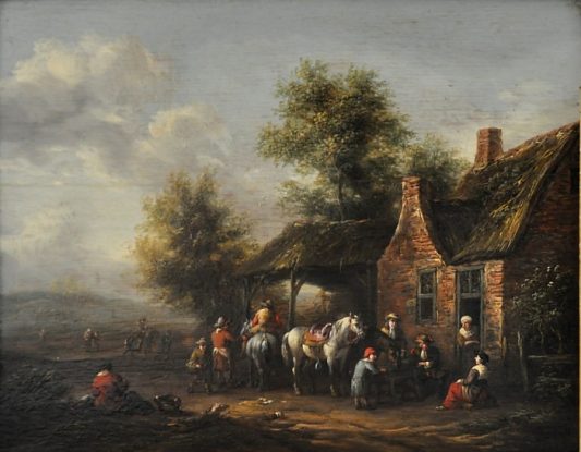 «Halte des cavaliers près d'une auberge» de Barent Gael (1630-1698)